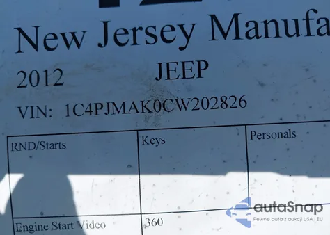 2012 Jeep Liberty Sport z USA, uszkodzony, nr VIN 1C4PJMAK0CW202826